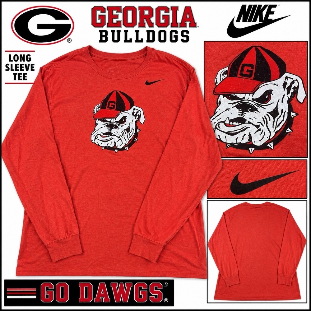 Nike Georgia Bulldogs UGA Long Sleeve Shirt Red Bulldog NCAA XL